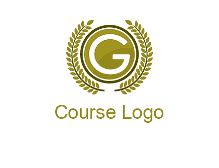 letter G in a circle surrounded by a wreath