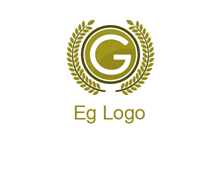 letter G in a circle surrounded by a wreath