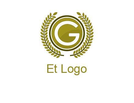 letter G in a circle surrounded by a wreath