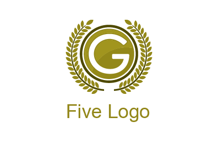 letter G in a circle surrounded by a wreath