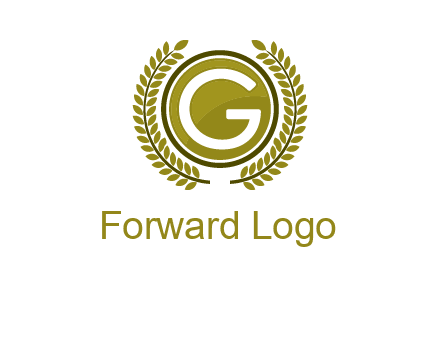 letter G in a circle surrounded by a wreath