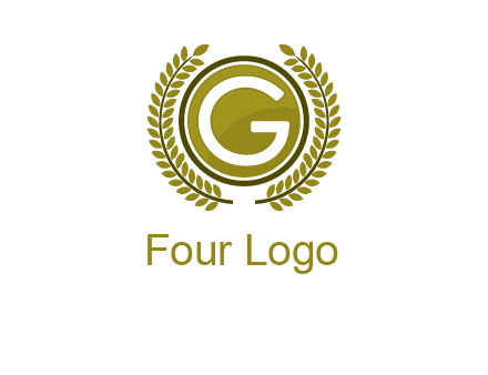 letter G in a circle surrounded by a wreath