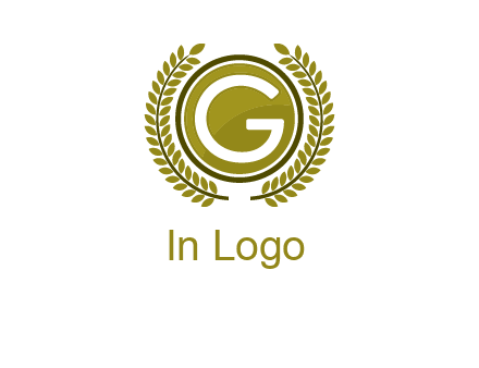 letter G in a circle surrounded by a wreath