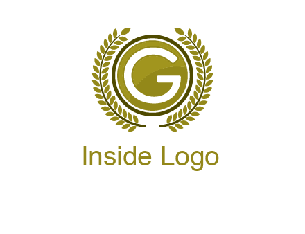 letter G in a circle surrounded by a wreath