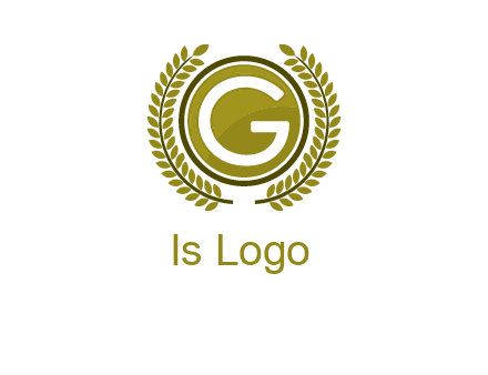letter G in a circle surrounded by a wreath