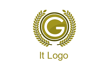 letter G in a circle surrounded by a wreath