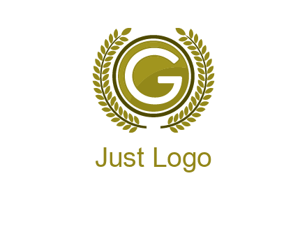 letter G in a circle surrounded by a wreath