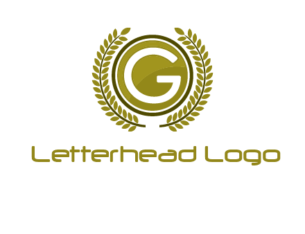 letter G in a circle surrounded by a wreath