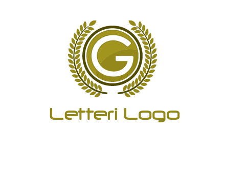 letter G in a circle surrounded by a wreath