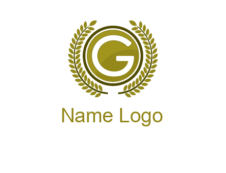 letter G in a circle surrounded by a wreath