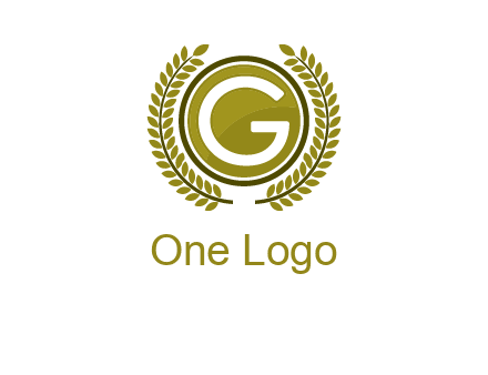 letter G in a circle surrounded by a wreath