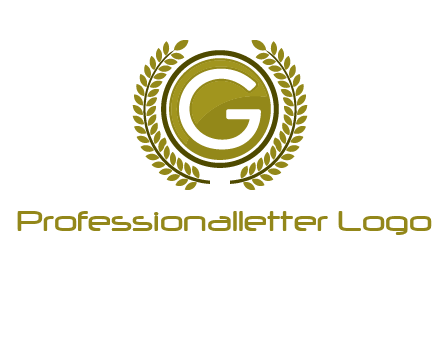 letter G in a circle surrounded by a wreath