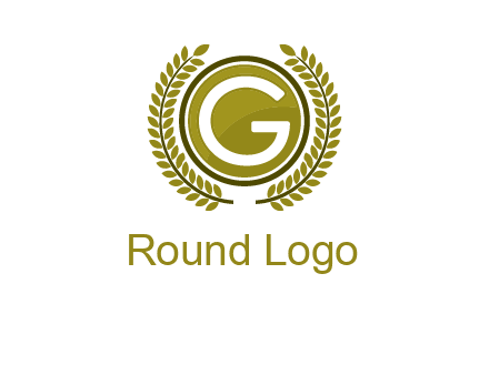 letter G in a circle surrounded by a wreath