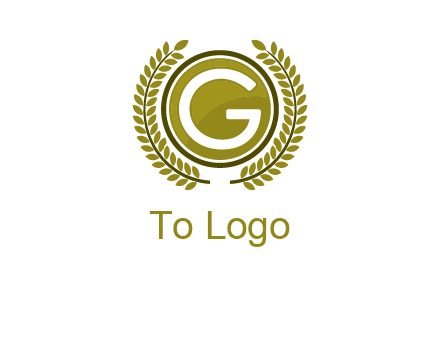 letter G in a circle surrounded by a wreath