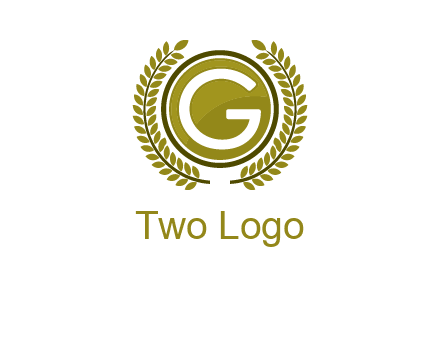 letter G in a circle surrounded by a wreath