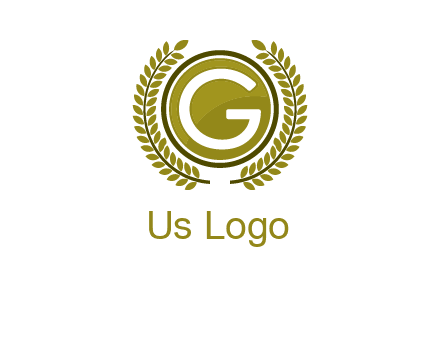 letter G in a circle surrounded by a wreath
