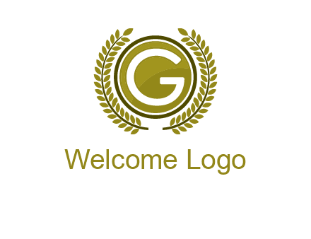 letter G in a circle surrounded by a wreath