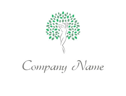 isolated leaves and woman body as tree logo
