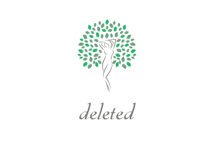 isolated leaves and woman body as tree logo