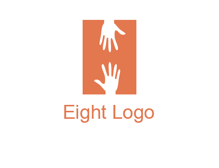two hands reaching for one another to form an H
