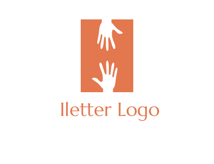 two hands reaching for one another to form an H