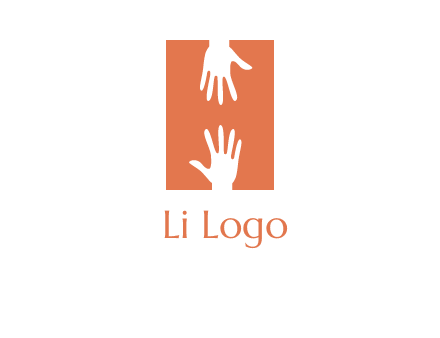 two hands reaching for one another to form an H