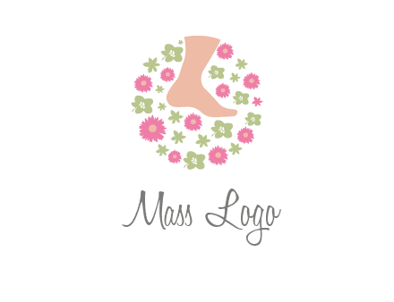 flowers and foot in circle spa logo