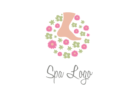 flowers and foot in circle spa logo