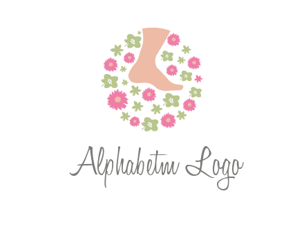 flowers and foot in circle spa logo