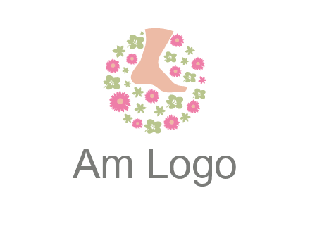 flowers and foot in circle spa logo