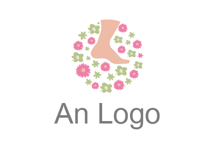 flowers and foot in circle spa logo