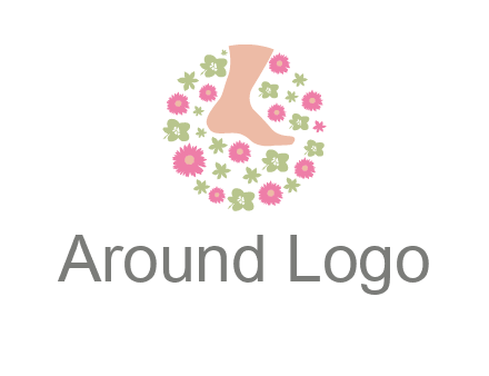 flowers and foot in circle spa logo