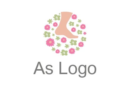 flowers and foot in circle spa logo