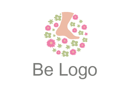 flowers and foot in circle spa logo