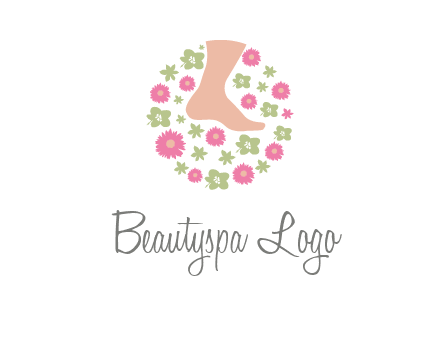 flowers and foot in circle spa logo