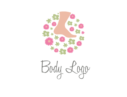 flowers and foot in circle spa logo