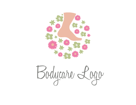 flowers and foot in circle spa logo