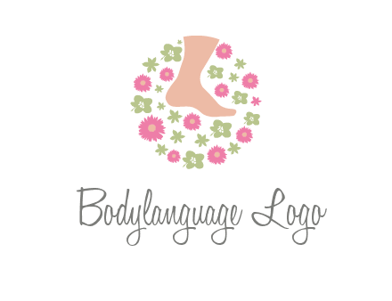 flowers and foot in circle spa logo