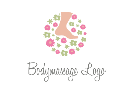 flowers and foot in circle spa logo