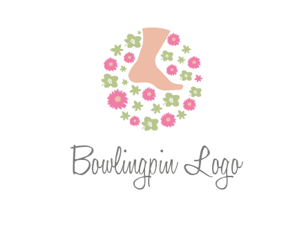 flowers and foot in circle spa logo