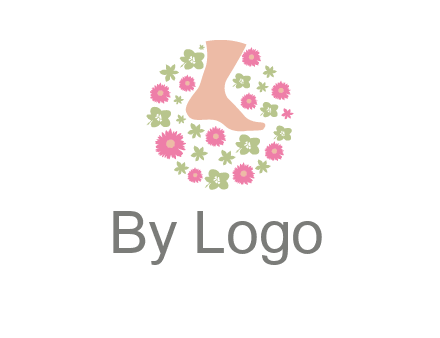 flowers and foot in circle spa logo
