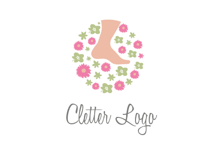 flowers and foot in circle spa logo