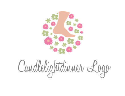 flowers and foot in circle spa logo