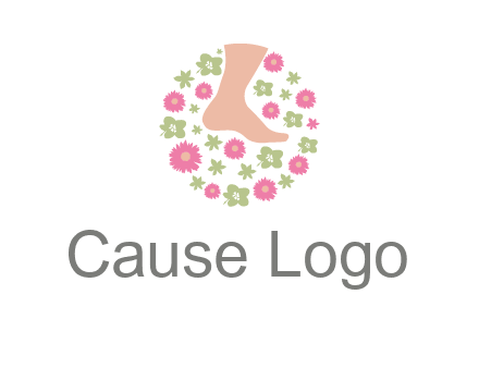 flowers and foot in circle spa logo