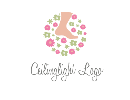 flowers and foot in circle spa logo
