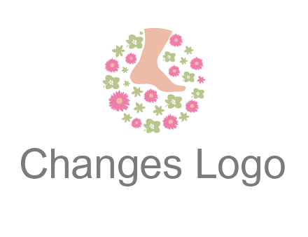flowers and foot in circle spa logo