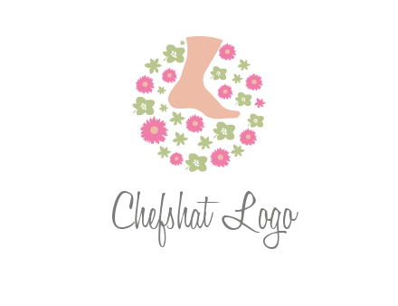 flowers and foot in circle spa logo