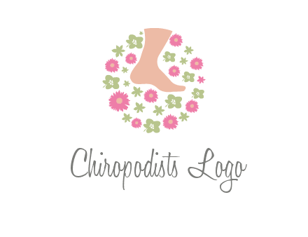 flowers and foot in circle spa logo