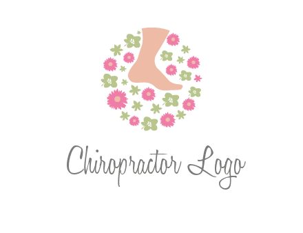 flowers and foot in circle spa logo