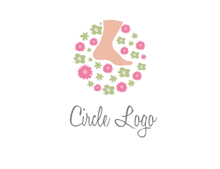 flowers and foot in circle spa logo